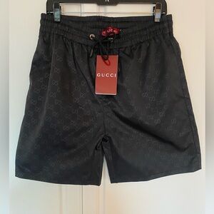 Gucci Black Swim Shorts with White Mesh Lining